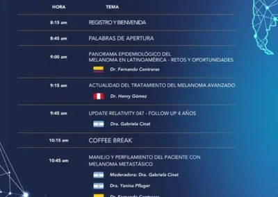 Programa oficial del evento Melanoma Conecta 2025 realizado en Lima, Perú
